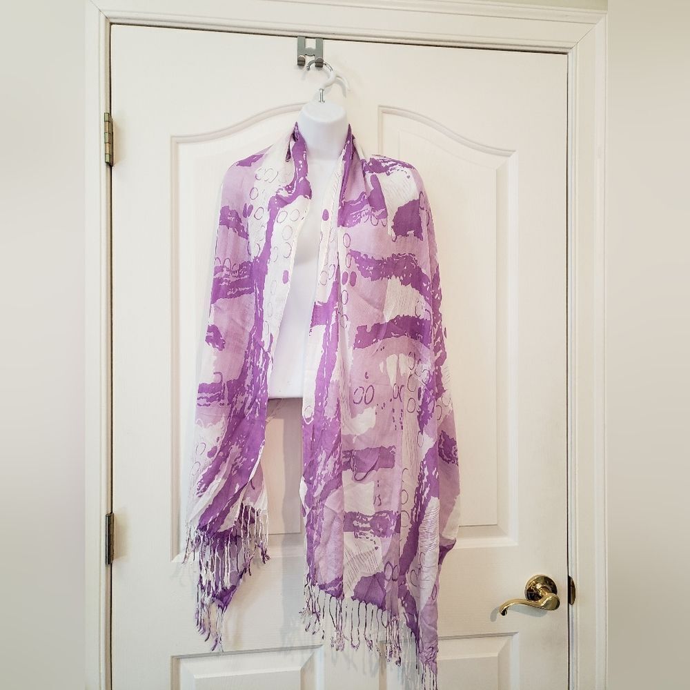 Purple Art Scarf With Fringe